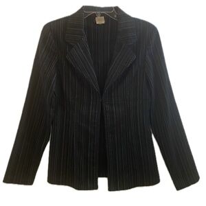 Vintage Juniors Black With Blue Pinstripe Blazer - Size: M